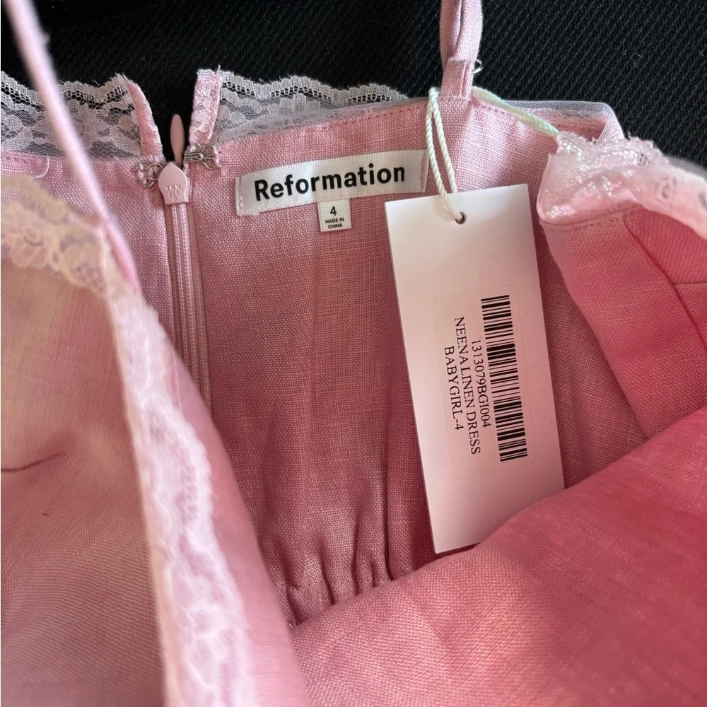 NWT Reformation Neena Linen Dress in Babygirl - Picture 5 of 5